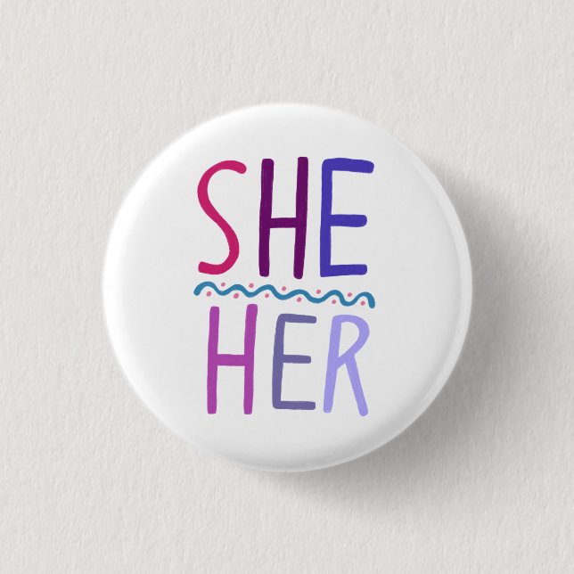 SIE/SIE Pronouns farbenfroh Lila rosa Button (Vorderseite)