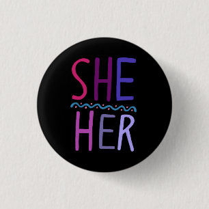 SIE/SIE Pronouns farbenfroh Lila rosa Schwarz Button