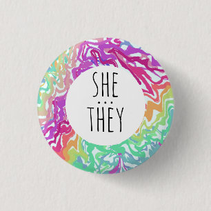 SIE/SIE Pronouns farbenfrohe Rainbow-Wirbel CUSTOM Button