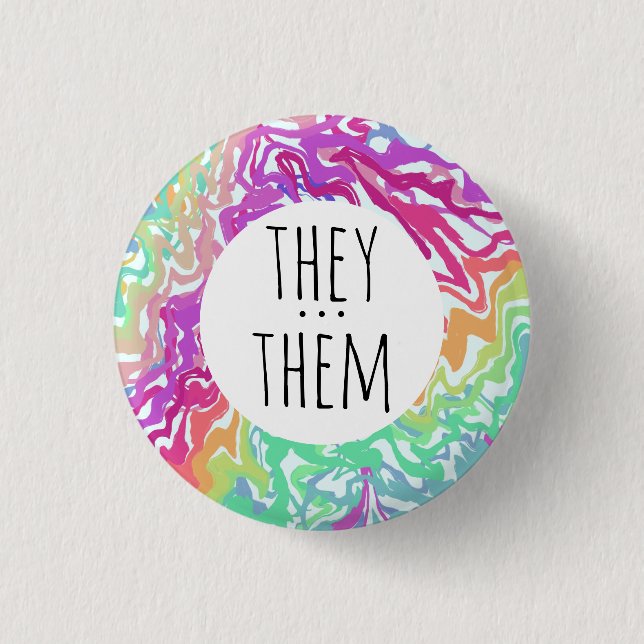 SIE/SIE Pronouns farbenfrohe Rainbow-Wirbel CUSTOM Button (Vorderseite)