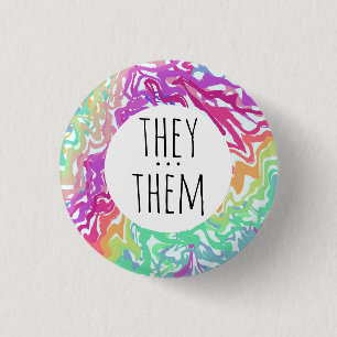 SIE/SIE Pronouns farbenfrohe Rainbow-Wirbel CUSTOM Button