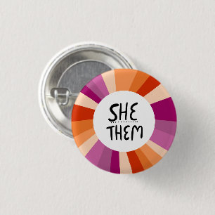Sie/sie Pronouns farbenfroher Circle Lesbian Pride Button