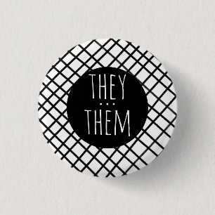 Sie/sie Pronouns Handmade Grid Schwarz-weiß Button