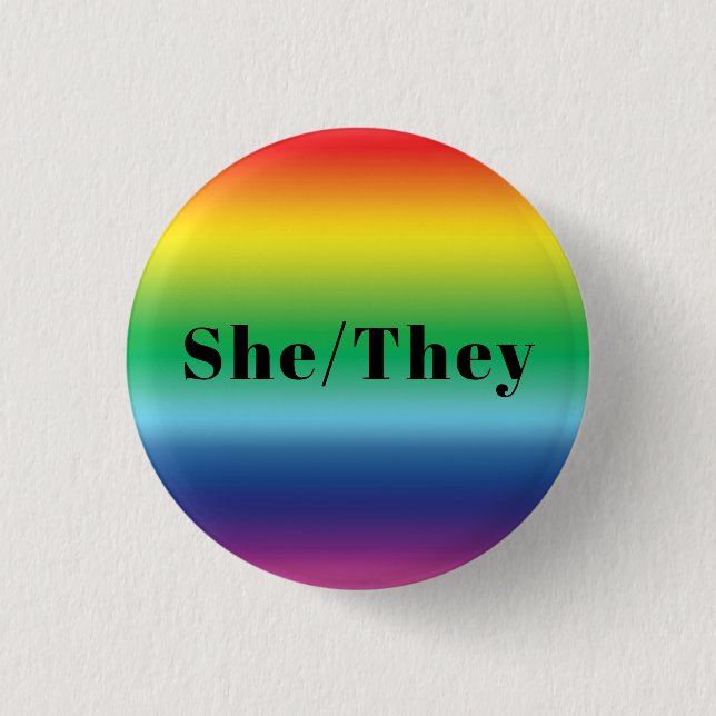 Sie, sie Pronouns Lgbtq Lgbt Pride Rainbow Colors Button (Vorderseite)