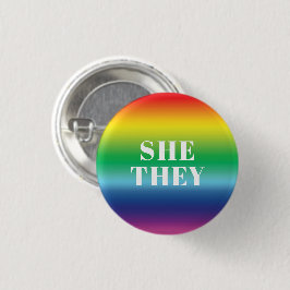 Sie, sie Pronouns Lgbtq Lgbt Pride Rainbow Colors Button