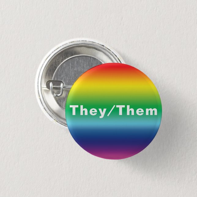 Sie, sie, Pronouns Lgbtq Lgbt Pride Regenbogen Button (Vorne & Hinten)