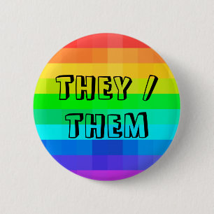 Sie sie Pronouns LGBTQ Rainbow Button