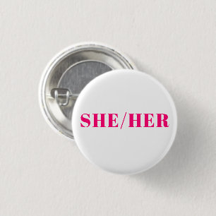 Sie, sie, Pronouns Lgbtq Stolz pink magentina weiß Button