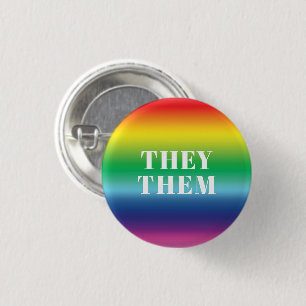 Sie, sie, Pronouns - Lgbtq Stolz Regenbogen weiß Button