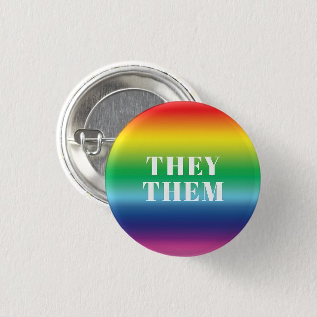 Sie, sie, Pronouns - Lgbtq Stolz Regenbogen weiß Button (Vorne & Hinten)