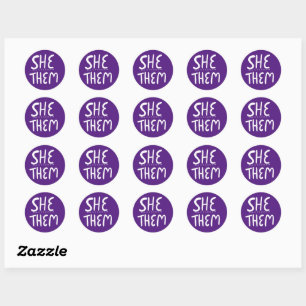 SIE / SIE Pronouns Lila Handschrift Set von Runder Aufkleber