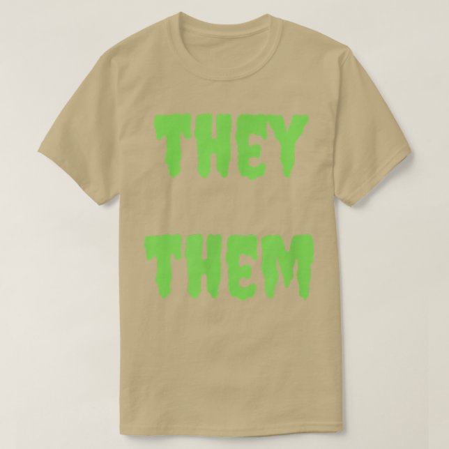 Sie sie Pronouns Nonbinary Spooky Halloween Limon T-Shirt (Design vorne)