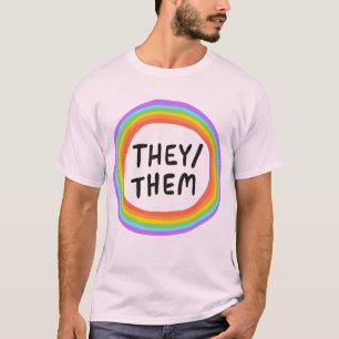 SIE/SIE Pronouns Rainbow Circle Colorful T-Shirt