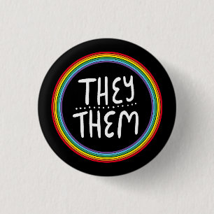 Sie/sie Pronouns Rainbow Handschrift Minimal  Button