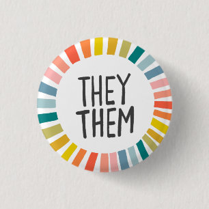 Sie / sie Pronouns Rainbow Handschrift Stolz Button