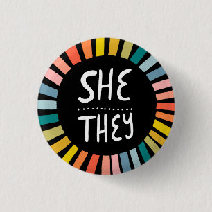 SIE / SIE Pronouns Rainbow Handschrift Stolz Button