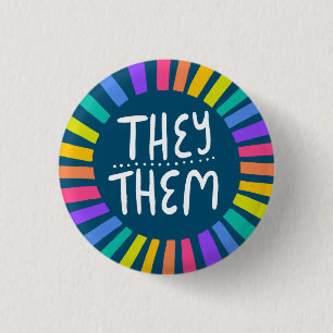Sie / sie Pronouns Rainbow Handschrift Stolz Button