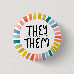 Sie / sie Pronouns Rainbow Handschrift Stolz Button