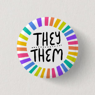Sie / sie Pronouns Rainbow Handschrift Stolz Button