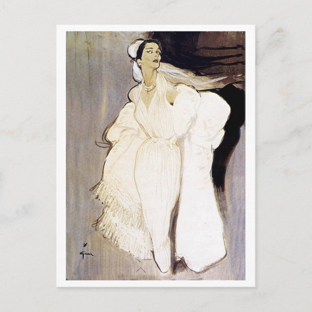 Sie sieht ihren Liebhaber! Elegant, romanisch, Vin Postkarte (Vorderseite)