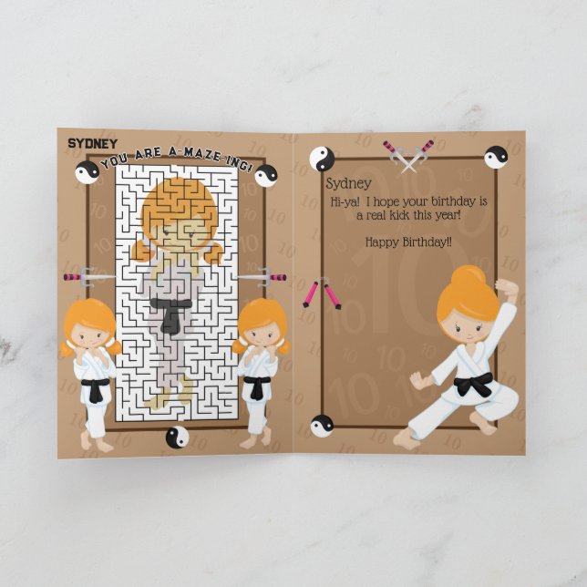 Sie sind A-Maze-ing Ginger Girls Karate Birthday Karte (Innenseite)