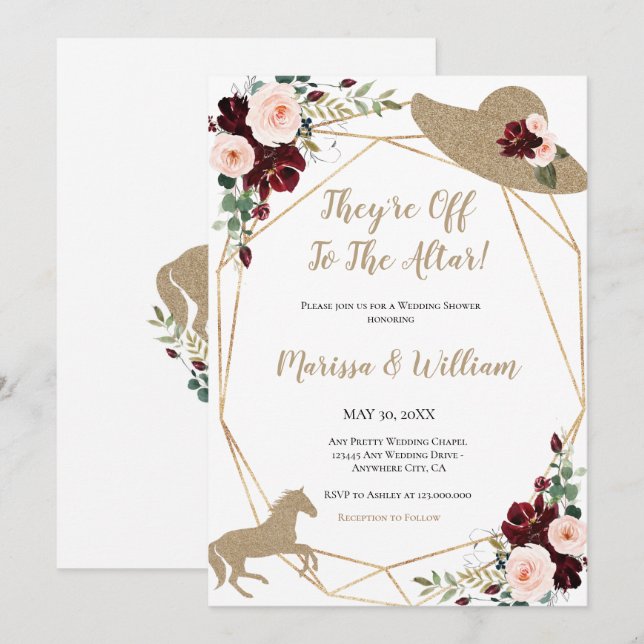 Sie sind auf dem Weg zum Altar-Rennen-Polterabend Einladung (Vorne/Hinten)