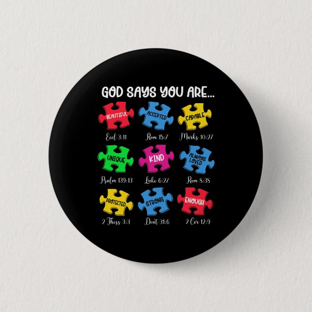 Sie sind Autismus Bewusstsein Puzzle Bible Verses  Button (Vorderseite)
