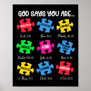Sie sind Autismus Bewusstsein Puzzle Bible Verses  Poster