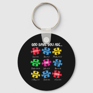 Sie sind Autismus Bewusstsein Puzzle Bible Verses  Schlüsselanhänger