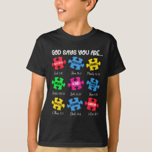 Sie sind Autismus Bewusstsein Puzzle Bible Verses  T-Shirt