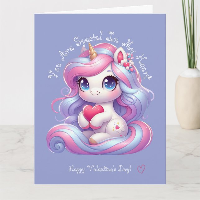 Sie sind besonders | Niedliche Einhorn-Valentinsta Dankeskarte (Vorderseite)