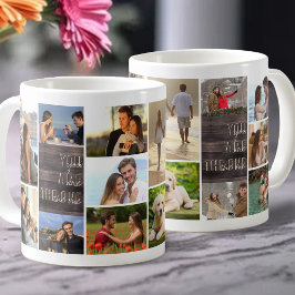 Sie sind das One 14 Foto Collage Wood Panel Kaffeetasse