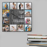 Sie sind das One Quote 12 Foto Gray Wood<br><div class="desc">Foto Uhr mit romantischem Zitat und 12 Ihrer Lieblingsfotos. Die Fotovorlage ist Set für Sie, um Ihre eigene Grid-Stil Foto-Collage zu erstellen, um das Zitat "Sie sind das eine" zu rahmen. Das Design wird in modernem überdimensionalem Druck und lässiger Schriftzypografie mit grauem und schwarzem Holzeffekthintergrund geschrieben. Fügen Sie Ihre Fotos...</div>