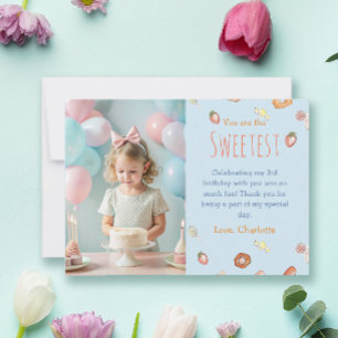 Sie sind der süßeste pastellblaue Kindergeburtstag Dankeskarte