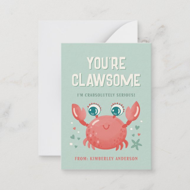 Sie sind die Clawsome Classroom Valentine Day Card Mitteilungskarte (Vorderseite)