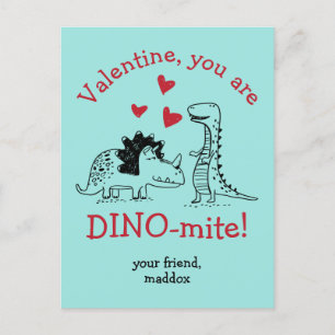 Sie sind Dino-mite Dinosaur Valentine Postcard Postkarte