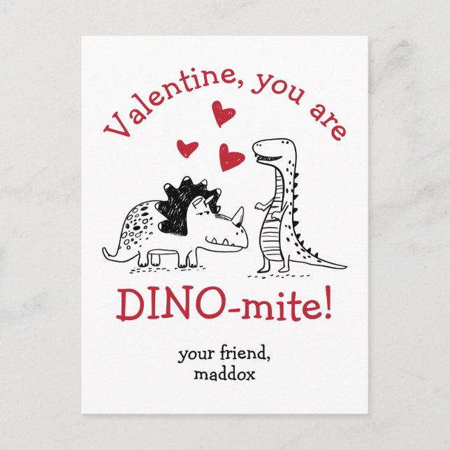 Sie sind Dino-mite Dinosaur Valentine Postcard Postkarte (Vorderseite)