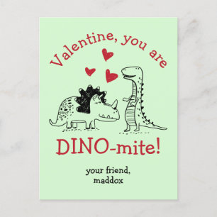 Sie sind Dino-mite Dinosaur Valentine Postcard Postkarte