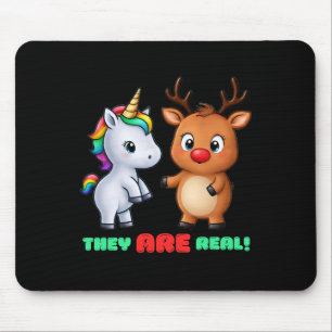 Sie sind echt! Rudolph trifft auf Einhorn-Feiertag Mousepad
