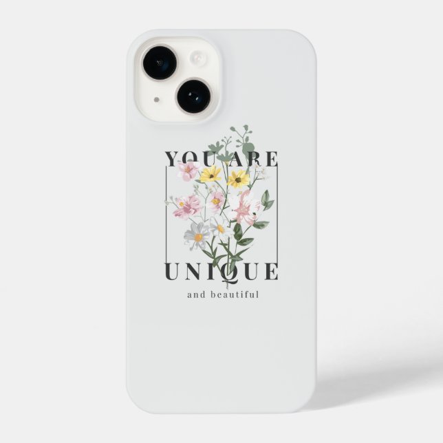 Sie sind ein einzigartiger floraler Slogan iPhone Hülle (Rückseite)