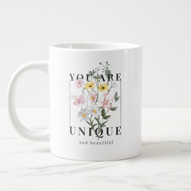 Sie sind ein einzigartiger floraler Slogan Jumbo-Tasse (Links)