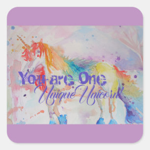 Sie sind ein einzigartiges Einhorn! Girls Pink Uni Quadratischer Aufkleber