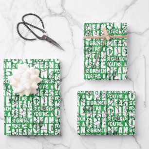 Sie sind ein Gemeines, Mr. Grinch Green Pattern Geschenkpapier Set