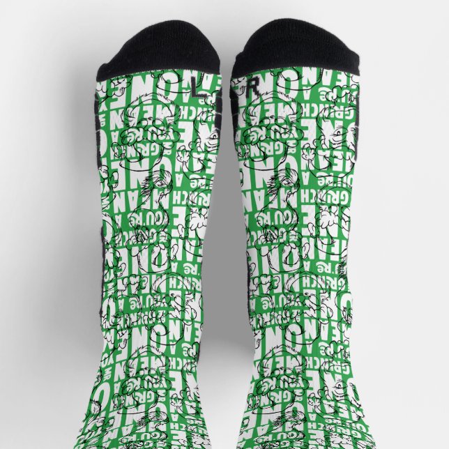 Sie sind ein Gemeines, Mr. Grinch Green Pattern Socken (Oben)