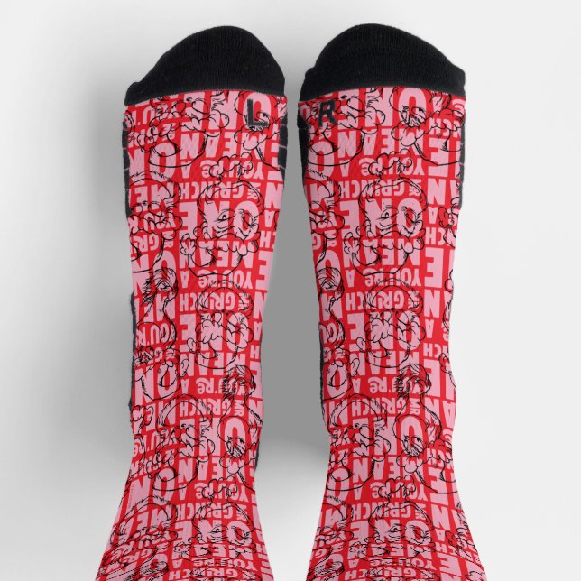 Sie sind ein Gemeines Mr. Grinch Red Pattern Socken (Oben)