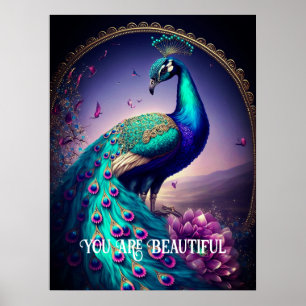 Sie sind ein schönes Peacock Inspiration Zitat Poster