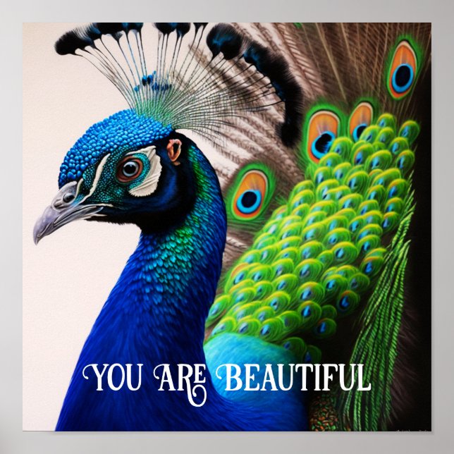 Sie sind ein schönes Peacock Inspiration Zitat Poster (Vorne)