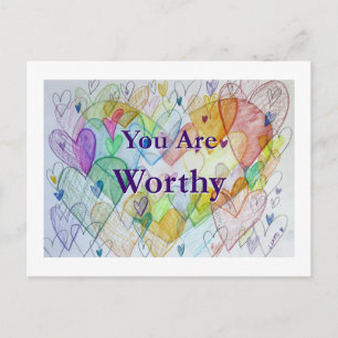 Sie sind eine lohnende Rainbow Hearts Art Postcard Postkarte