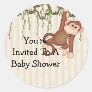 Sie sind eingeladen Affen Baby Dusche Runder Aufkleber