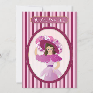 Sie sind eingeladen, alte Mode Lady & riesiger Hut Einladung